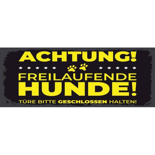 Vianmo Insegna In Legno 10X27 Cm Achtung Freilaufende Hunde-image