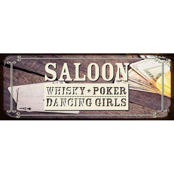 Vianmo Insegna In Legno 10X27 Cm Saloon Whisky Poker Dancing-image