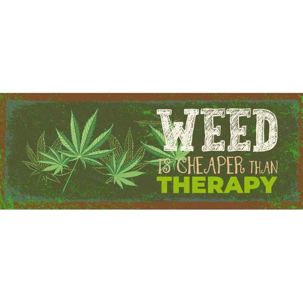 Vianmo Insegna In Legno 10X27 Cm Weed Ist Cheaper Than Therapy-image