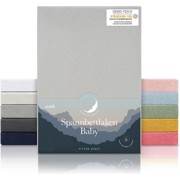 Laleni Set Di 2 Lenzuola Per Culla In Jersey 40X90 Cm - Oeko-Tex, 100% Cotone, Lenzuola Traspiranti Per Neonati, 135 G/M², Moonlight Grey - Grigio-image