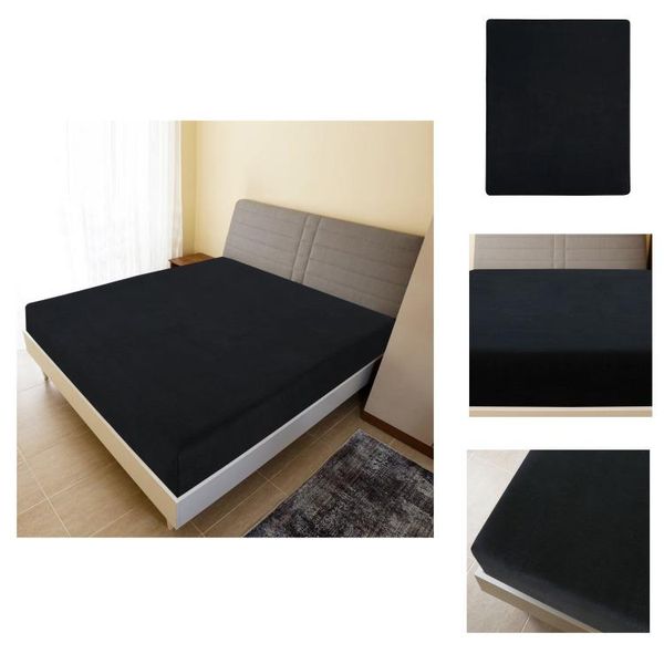 Vidaxl Lenzuolo A Pieghe In Jersey Nero 100X200 Cm In Cotone - Lenzuolo Da Letto-image