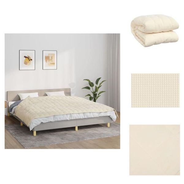 Vidaxl Coperta Pesata Crema Chiaro 155X220 Cm 11 Kg Tessuto - Coperte-image