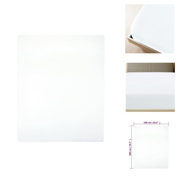 Vidaxl Lenzuolo A Pieghe In Jersey Bianco 100X200 Cm In Cotone - Lenzuolo Da Letto-image