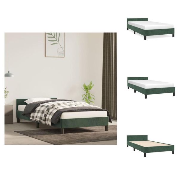Vidaxl Struttura Letto Con Testiera Verde Scuro 90X190 Cm In Velluto - Letti E Strutture Letto-image