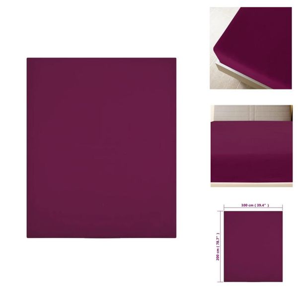 Vidaxl Lenzuolo Matrimoniale 2 Pz. Jersey Bordeaux Rosso 100X200 Cm In Cotone - Lenzuolo Matrimoniale-image