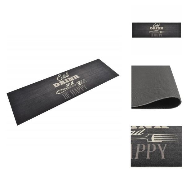 Vidaxl Tappeto Da Cucina Lavabile Nero 60X180 Cm In Velluto - Tappeti Per Pavimenti-image