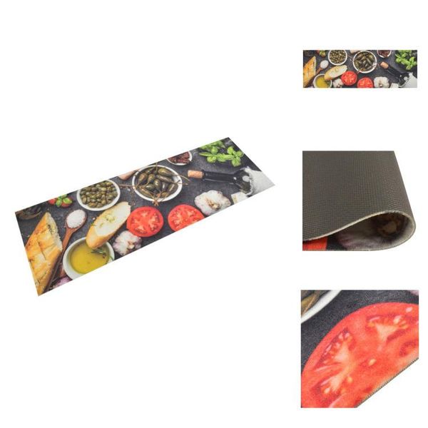 Vidaxl Tappeto Da Cucina Lavabile Vino E Cibo 60X180 Cm In Velluto - Tappeti Per Pavimenti-image