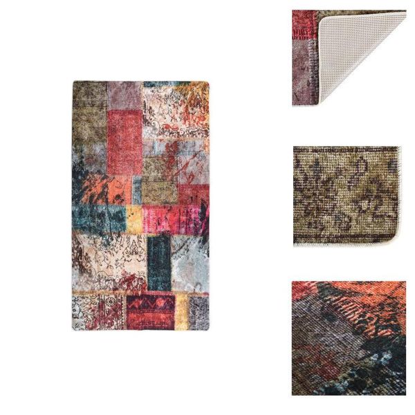 Vidaxl Tappeto Patchwork Lavabile 190X300 Cm Multicolore Antiscivolo - Tappeti-image