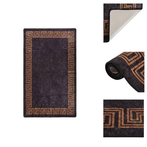 Vidaxl Tappeto Lavabile 120X180 Cm Nero E Oro Antiscivolo - Tappeti-image