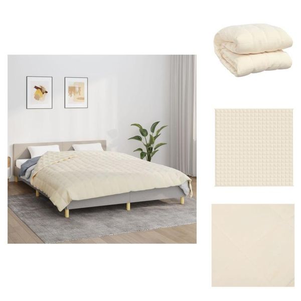 Vidaxl Coperta Pesata Crema Chiaro 200X200 Cm 9 Kg Di Tessuto - Coperte-image