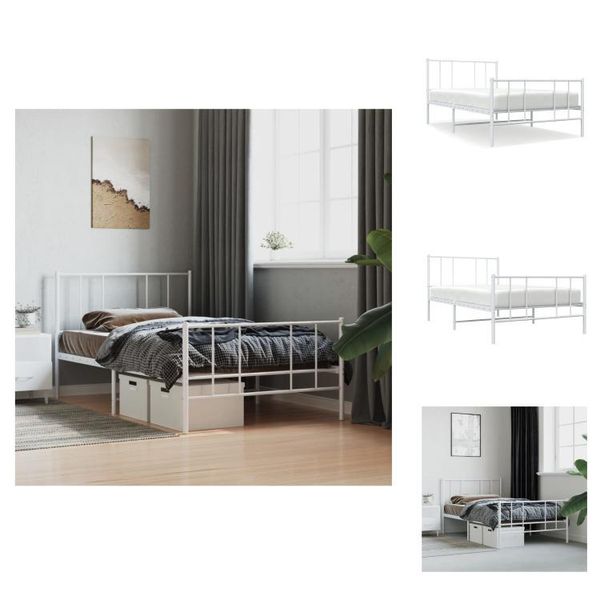 Vidaxl Struttura Letto Con Testiera E Pediera In Metallo Bianco 80X200 Cm - Letti E Strutture Letto-image