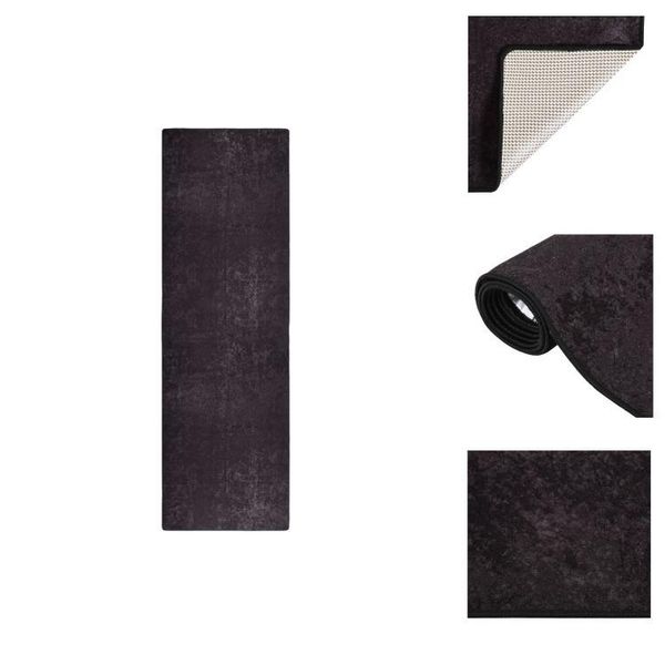 Vidaxl Tappeto Lavabile 80X300 Cm Antracite Antiscivolo - Tappeti-image