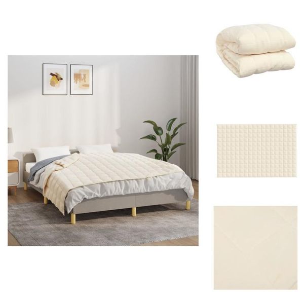 Vidaxl Coperta Pesata Crema Chiaro 122X183 Cm 9 Kg Di Tessuto - Coperte-image