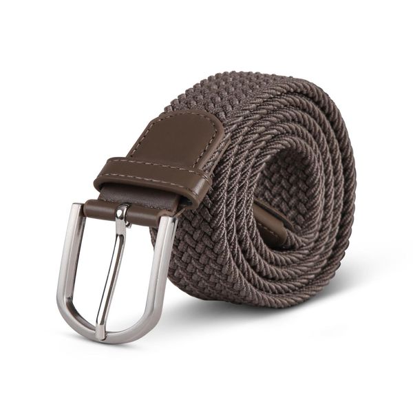 Cintura Elastica Orlata (Lunghezza: 125Cm) Cintura Intrecciata Taupe - Cintura In Tessuto Elasticizzato Cintura Elastica Senza Fori Unisex Regolabile All'infinito-image