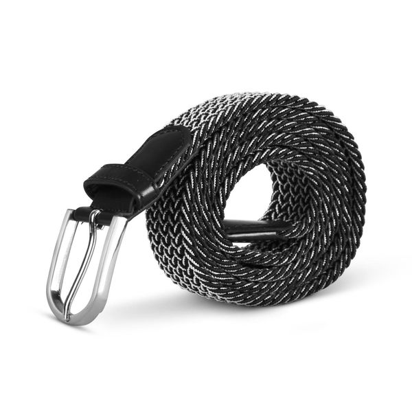 Cintura Elastica Hemmy (Lunghezza: 85Cm) Cintura Intrecciata Bianca E Nera - Cintura In Tessuto Elastico Cintura Elastica Senza Fori Unisex Regolabile All'infinito-image