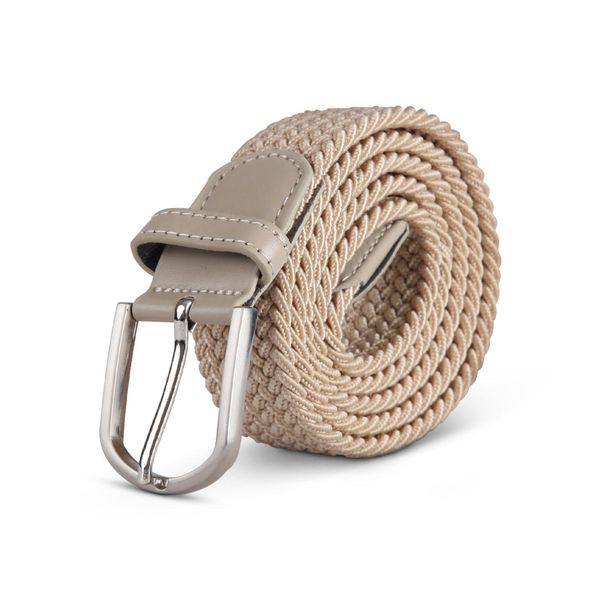 Cintura Elastica Orlata (Lunghezza: 85Cm) Cintura Intrecciata Beige - Cintura In Tessuto Elastico Cintura Elastica Senza Fori Unisex Regolabile All'infinito-image