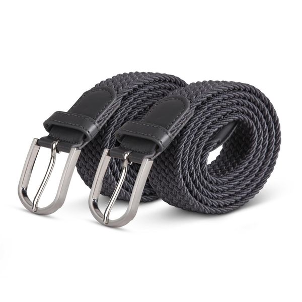 Cintura Elastica Hemmy ( Confezione Da 2 ) 125Cm "Antracite"" Cintura Intrecciata Molte Varianti - Cintura In Tessuto Elastico Cintura Elastica Senza Fori Unisex"-image