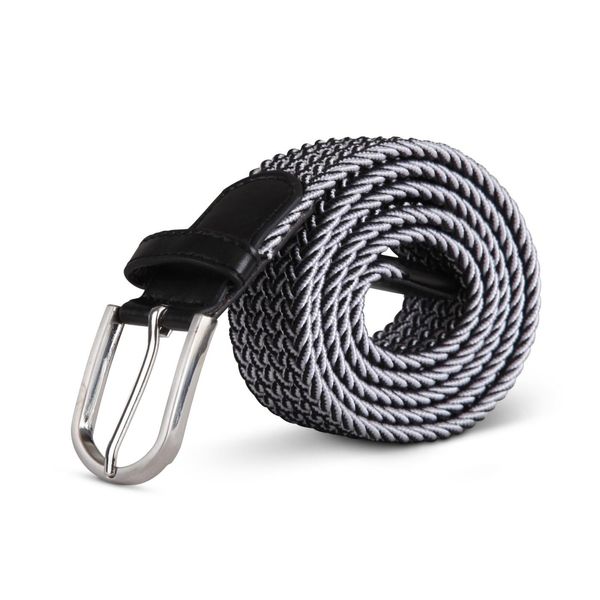Cintura Elastica Hemmy (Lunghezza: 85Cm) Bianca E Nera Intrecciata - Cintura In Tessuto Elastico Cintura Elastica Senza Fori Unisex Infinitamente Regolabile-image