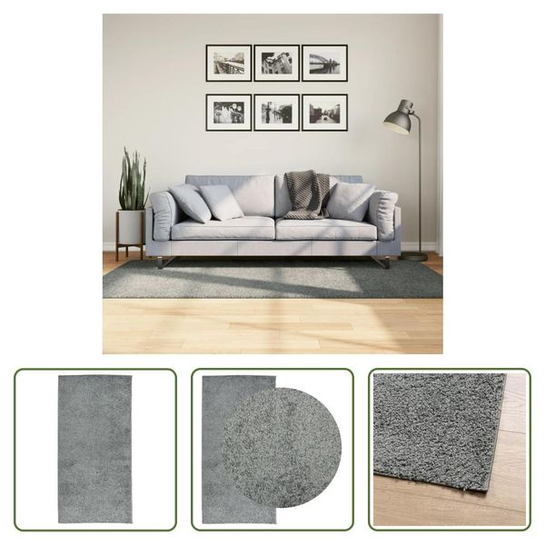The Living Store Tappeto Shaggy A Pelo Alto Verde Moderno 100X200 Cm-image