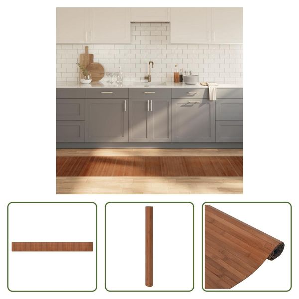 The Living Store Tappeto Rettangolare Marrone 60X500 Cm Bamboo-image