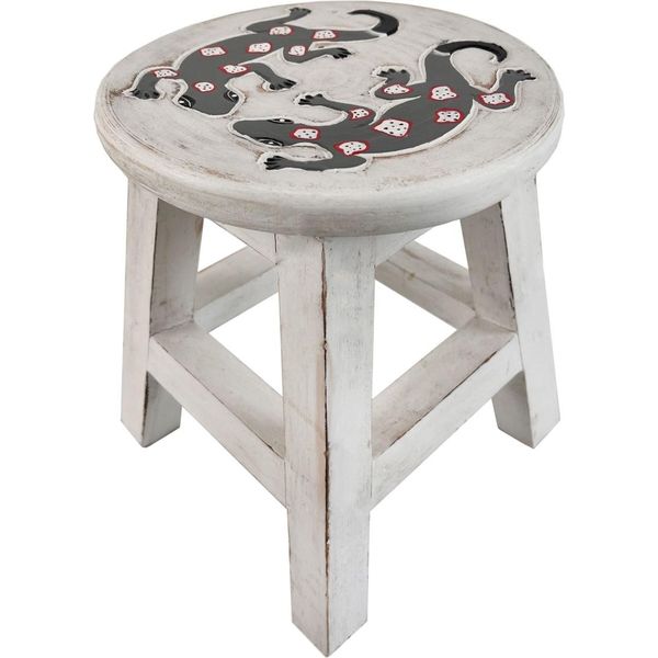 Sgabello In Legno Per Bambini Sgabello Sgabello Poggiapiedi Sgabello In Legno Massiccio Sedia Con Motivo Animale Deco Bianco, Geco-image