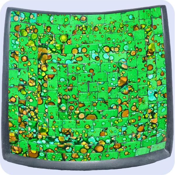 Mosaico Ciotola Argilla Ciotola Vetro Ciotola Decorazione Ciotola Mosaico Arti E Mestieri Vetro Pietre Decorazione Quadrato Colorato Medio, Verde-image