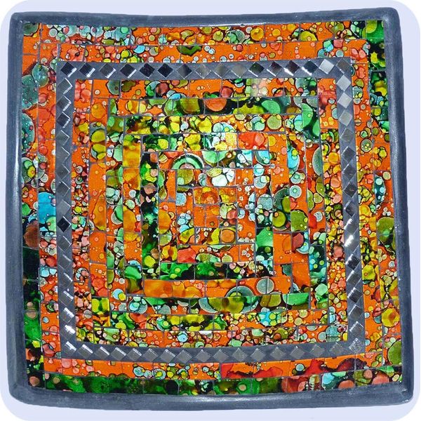 Ciotola A Mosaico Ciotola In Argilla Ciotola In Vetro Ciotola Decorazione Ciotola Mosaico Arti E Mestieri Vetro Pietre Decorazione Specchio Quadrato Grande, Arancio-image