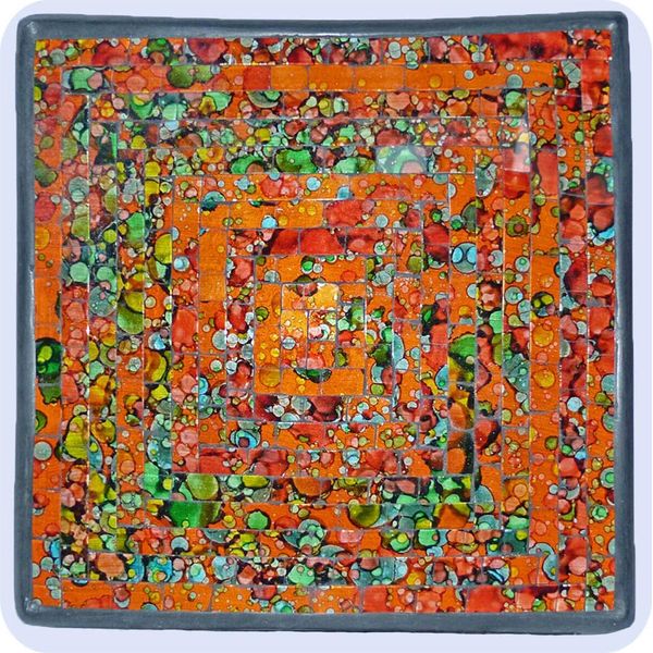 Ciotola A Mosaico Ciotola In Argilla Ciotola In Vetro Ciotola Decorazione Ciotola Mosaico Arti E Mestieri Vetro Pietre Decorazione Quadrato Colorato Piccolo, Arancio-image