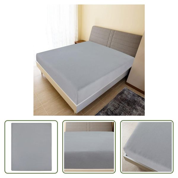 The Living Store Lenzuolo Teso Jersey Grigio 180X200 Cm In Cotone-image