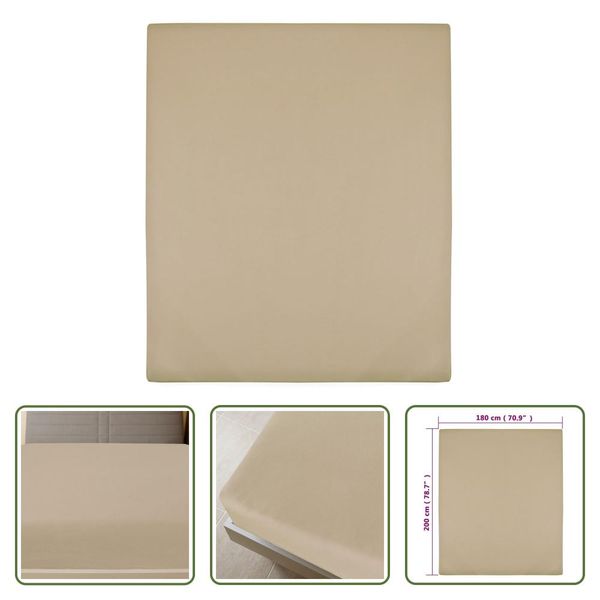 The Living Store Lenzuolo Teso Jersey Tortora 180X200 Cm Cotone-image