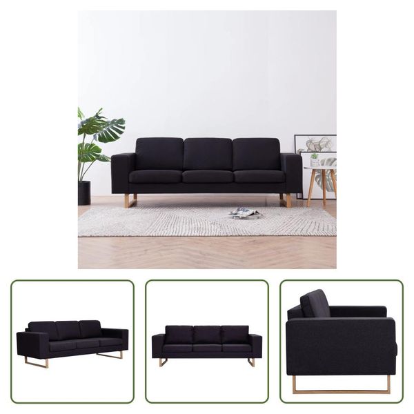 The Living Store Divano 3 Posti In Tessuto Nero-image
