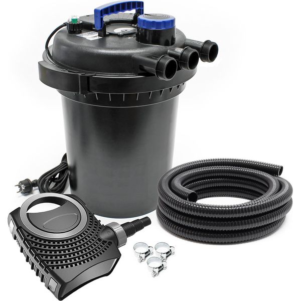 Set Completo Sunsun: Filtro A Pressione Per Laghetti CPF-180 Fino A 6000 L Con Chiarificatore UV-C Da 11 Watt, Pompa Per Laghetti NEO6000 Supereco 6000L/H 40W, Tubo Per Laghetti Da 5 M 38 Mm (1 1/2"), Fascette Stringitubo W1 44-47Mm"-image