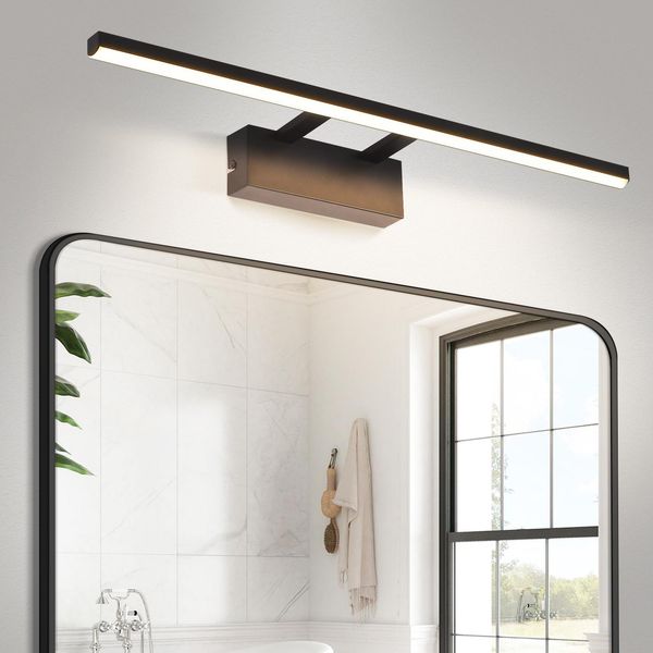 Zmh Lampada A Specchio Led Luce A Specchio Bagno 60CM Luce A Parete Bagno Nero Luci A Specchio Moderno 4000K Bianco Neutro Lampada Da Bagno Corridoio Luce A Parete Per Ufficio Cucina Armadio Specchio-image
