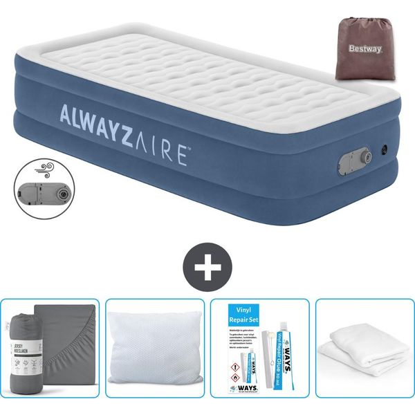 Materasso Gonfiabile Bestway Alwayszair - 1 Persona - 97 X 191 X 46 Cm - Blu - Accessori Inclusi-image