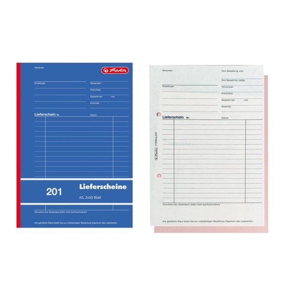Libro Dei Moduli Herlitz "Bolla Di Consegna/Ricevimento 201"", Din A5"-image