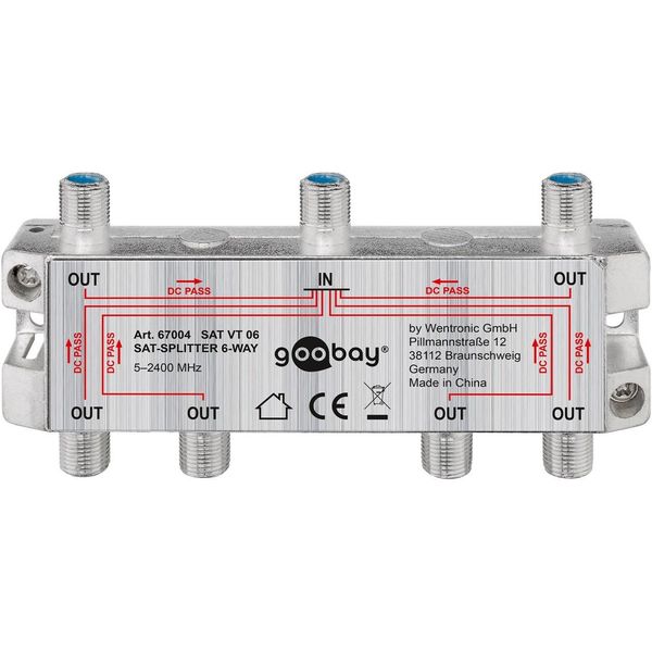 Goobay 67004 Distributore Sat, 6 Vie, 6 X Out, Argento - Per Sistemi Satellitari 5 Mhz - 2500 Mhz-image