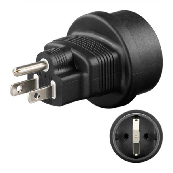 Goobay 95308 Adattatore Di Rete, Nero - Presa Di Sicurezza (Tipo F, Cee 7/4) > Spina Usa/Giappone (Tipo B, Nema 5-15, 3 Poli)-image