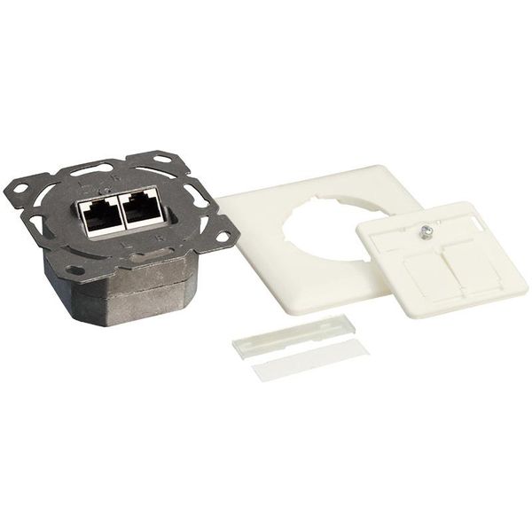 Logilink Cat 6A Scatola Di Giunzione Da Incasso 2 X RJ45 Stp Orizzontale Bianco Puro (Confezione Da 1)-image