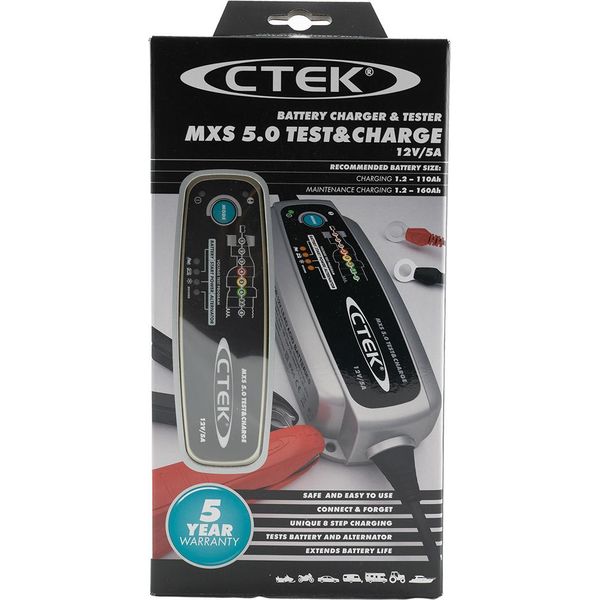 Ctek Mxs 5.0 Test&Charge Eu Caricabatterie 12V 5A Per Batterie Al Piombo-Acido-image