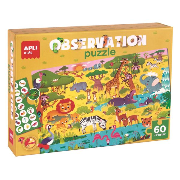 Apli Kids 19221 Apli Kids Junior Puzzle Di Osservazione "La Savana"", 60 Pezzi"-image
