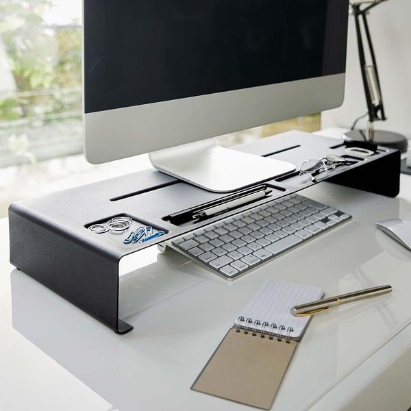 Supporto Per Monitor Yamazaki Ripiano Da Tavolo Con Spazio Di Archiviazione Metallo Nero 03306-image