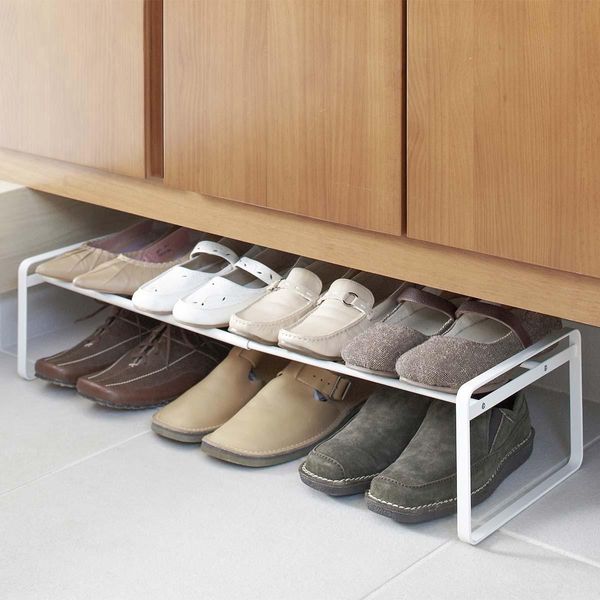Scarpiera Yamazaki Con 1 Ripiano Bianco Estensibile Salvaspazio Stretto In Metallo Per 3-5 Paia Di Scarpe 40-70X17X25Cm "Frame"""-image