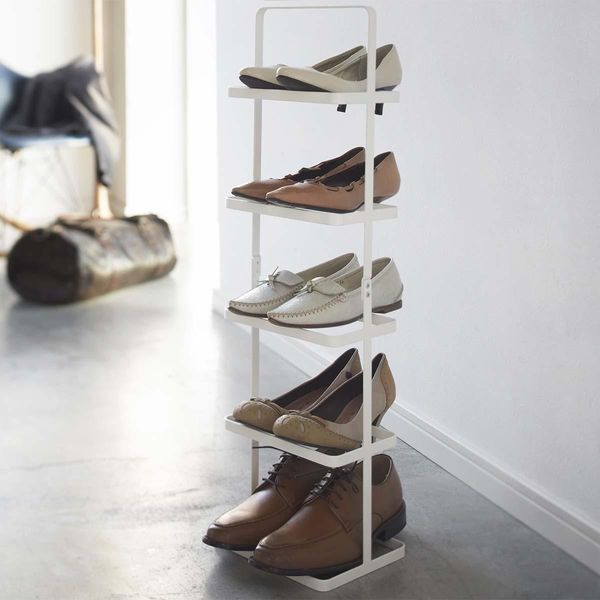 Scarpiera Yamazaki A 5 Ripiani Bianca Portatile Salvaspazio Stretta In Metallo Per 5 Paia Di Scarpe 22X77X14Cm "Tower"""-image