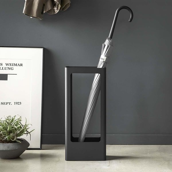 Portaombrelli Yamazaki Portaombrelli In Metallo Nero Stretto Moderno Salvaspazio 22X50X12Cm "Tower"""-image