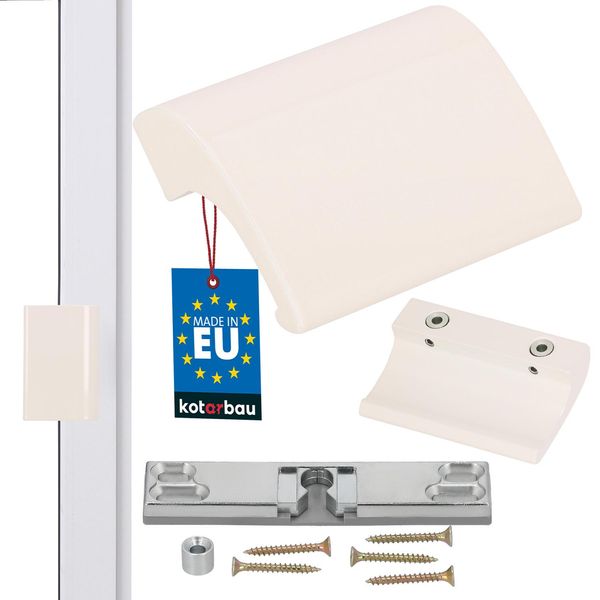 Kotarbau Maniglia Per Porta Da Balcone Maniglia Per Porta Da Balcone Alluminio Bianco 9001 Maniglia Per Porta Da Terrazzo Maniglia Per Porta Fumatori Sicura Ottica Per Porta Chiudi Maniglia Maniglia Universale (Bianco Ral 9001)-image