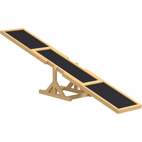 Dondolo Per Cani Pawhut, Dondolo In Legno Per Agilità Per Cani, Rampa Antiscivolo Per Agilità Per Cani Sotto I 30 Kg, Per L'equilibrio, 180 X 30 X 30 Cm Giallo-image