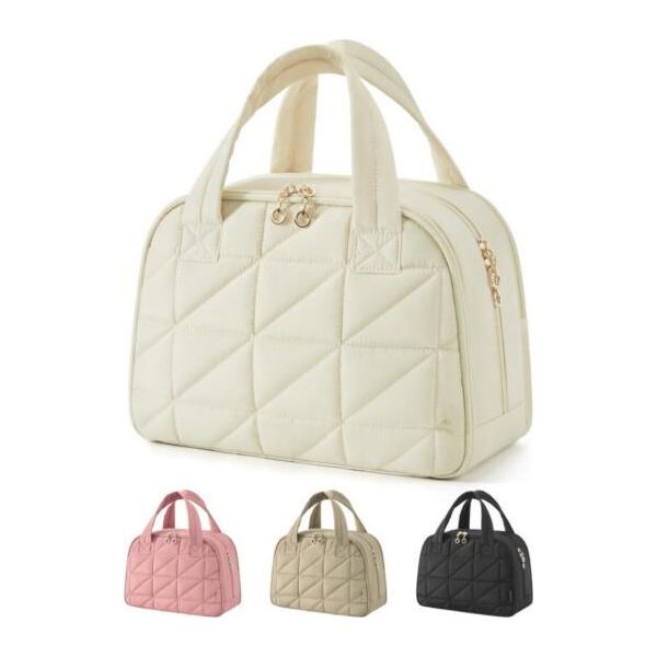 Inf Borsa Per Il Trucco Di Grande Capacità, Borsa Da Viaggio Per Cosmetici Per Donne E Ragazze Beige-image