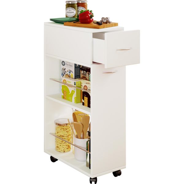 Carrello Di Servizio Per Mobili Da Cucina Tusal Bianco A. 85 X L. 25 X P. 50 Cm-image