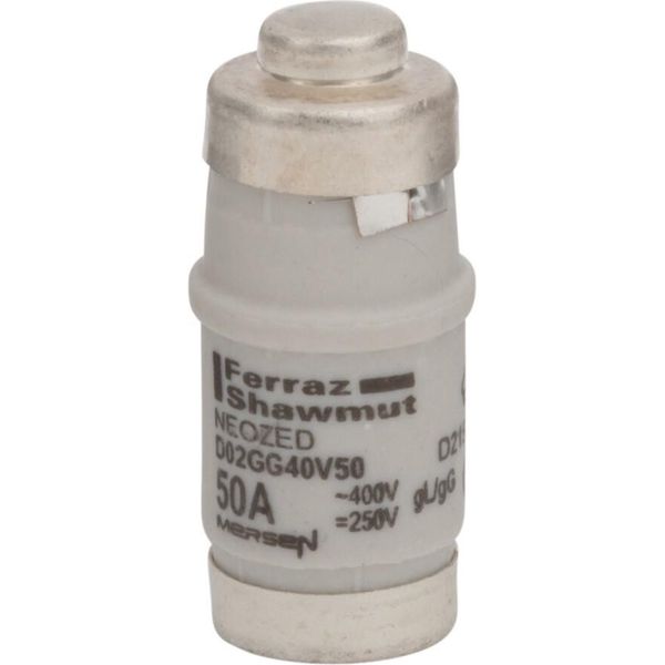 Inserto Fusibile Neozed D02, 50A Bianco - Fusibile Non Irradiato D02 50A D02GG40V50-image