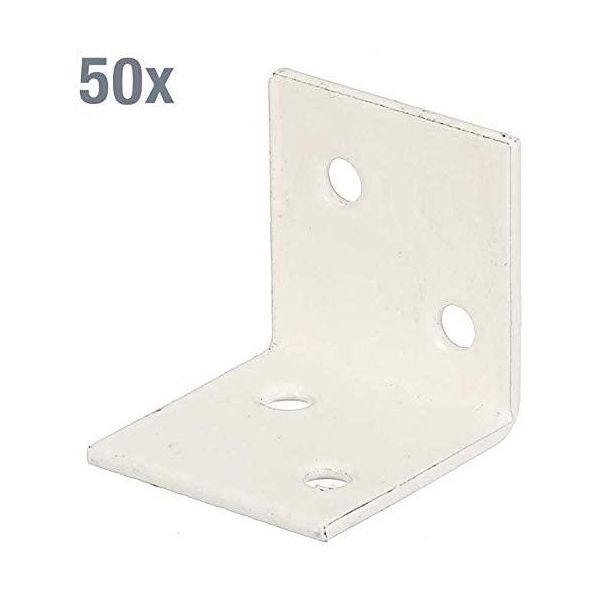 Alberts 847555 Staffa Grandangolare, Plastificata Bianca, 40 X 40 X 40 Mm, Set Da 50-image